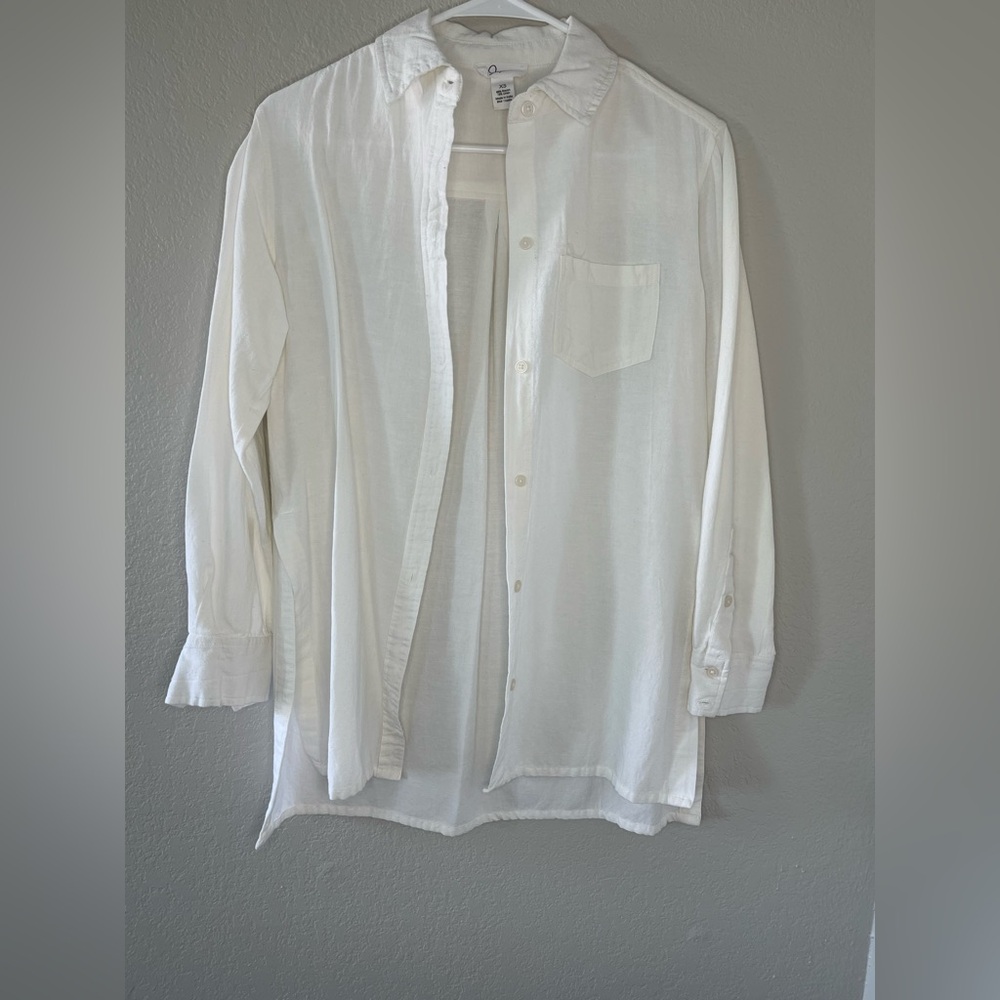 J. Jill White Linen Blend Shirt